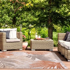 Tropical Cut Pile Terracotta Outdoor Rug by Ultimate Rug