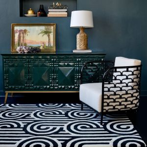 Turnabouts Black 039205 Wool Rug by Florence Broadhurst