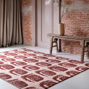 Woodblock Red 163003 Luxurious Rug by Ted Baker