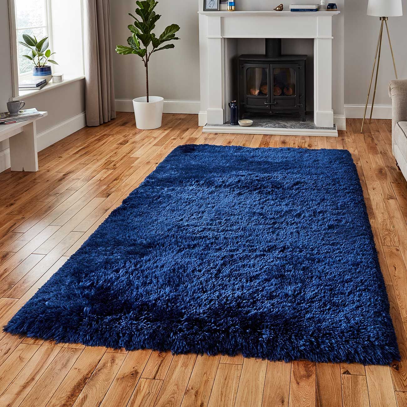 Soft Touch Shaggy Navy Blue Thick Luxurious Soft 5cm Dense Pile Rug Available in 9 Sizes 50cm x 80cm 